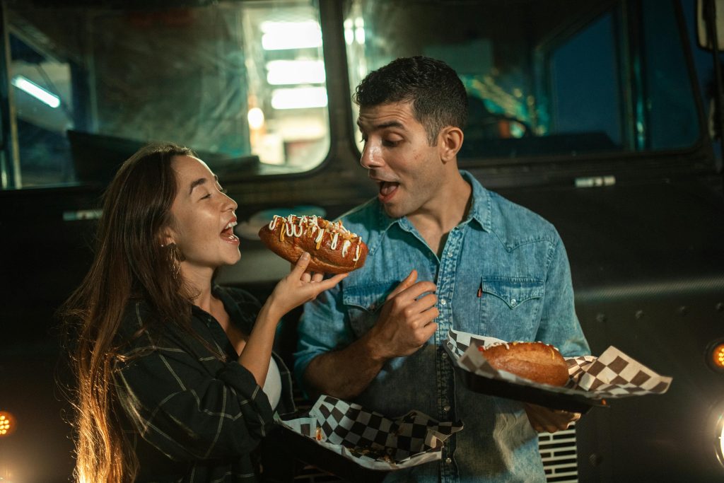 late night eating couple image
